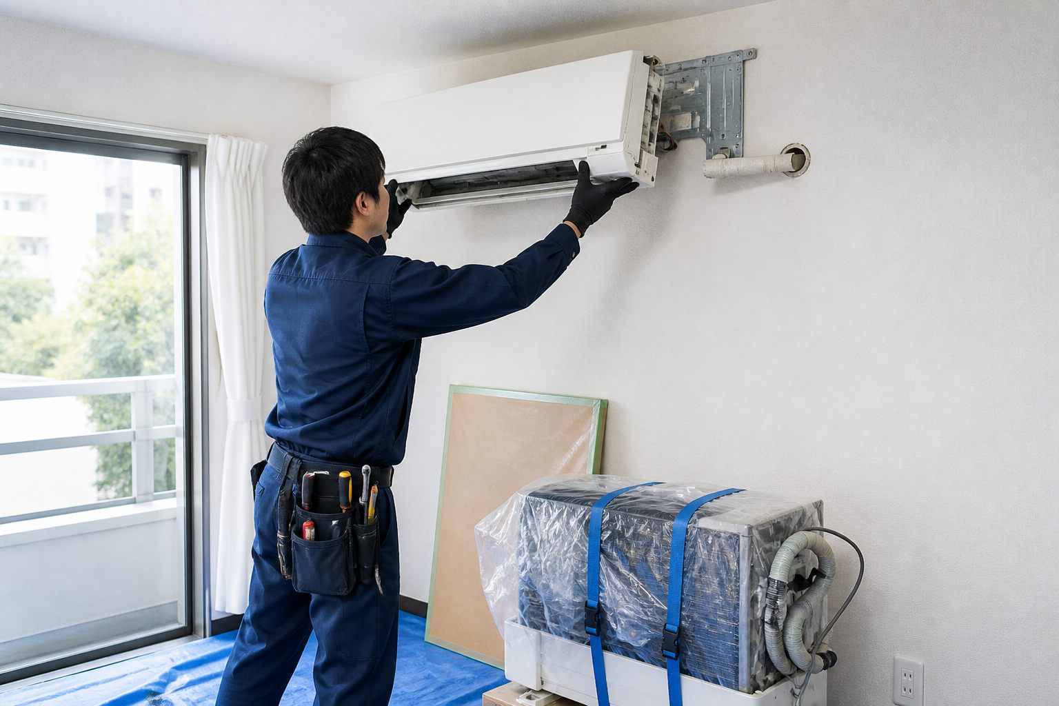 エアコン取り外し作業